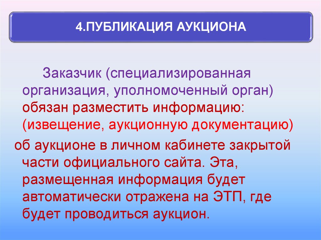 Публикация аукционов