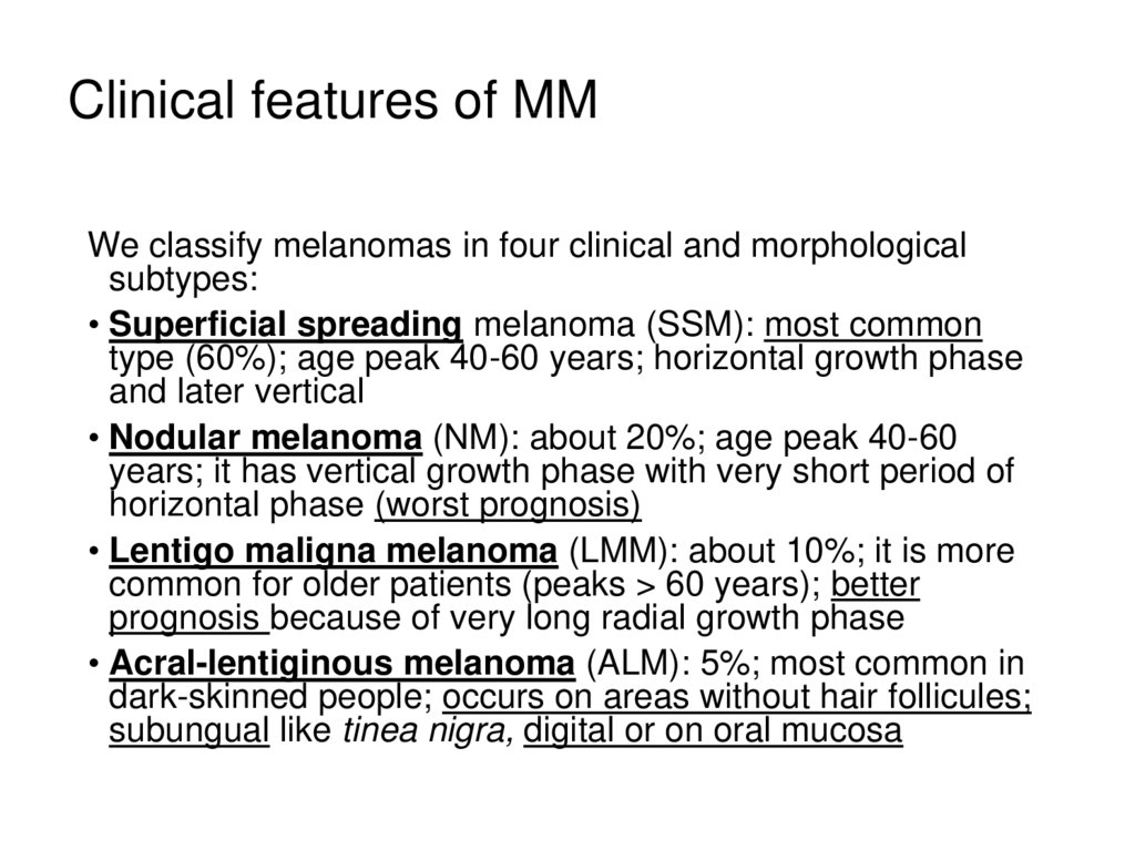 Clinical features of MM