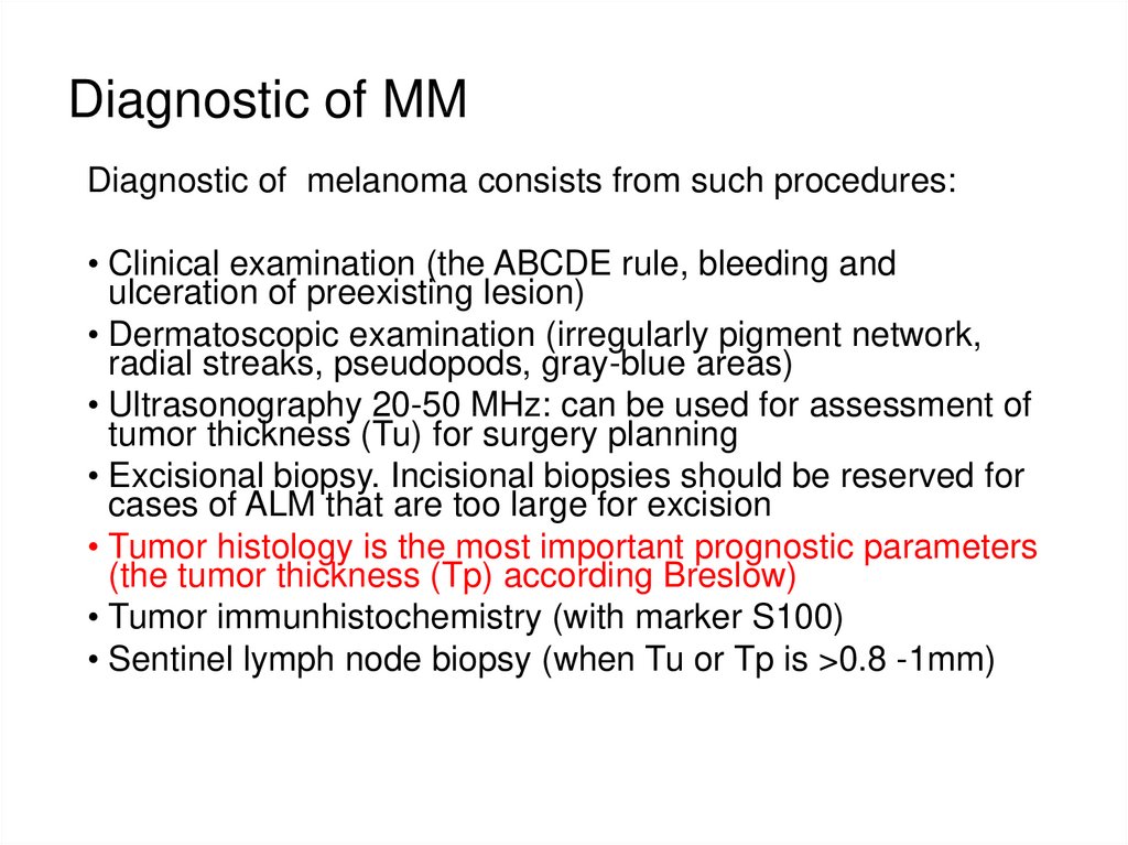 Diagnostic of MM