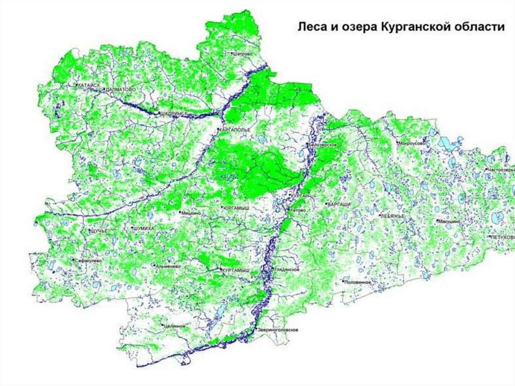 Карта курганской области подробная с населенными пунктами и озерами и дорогами подробная