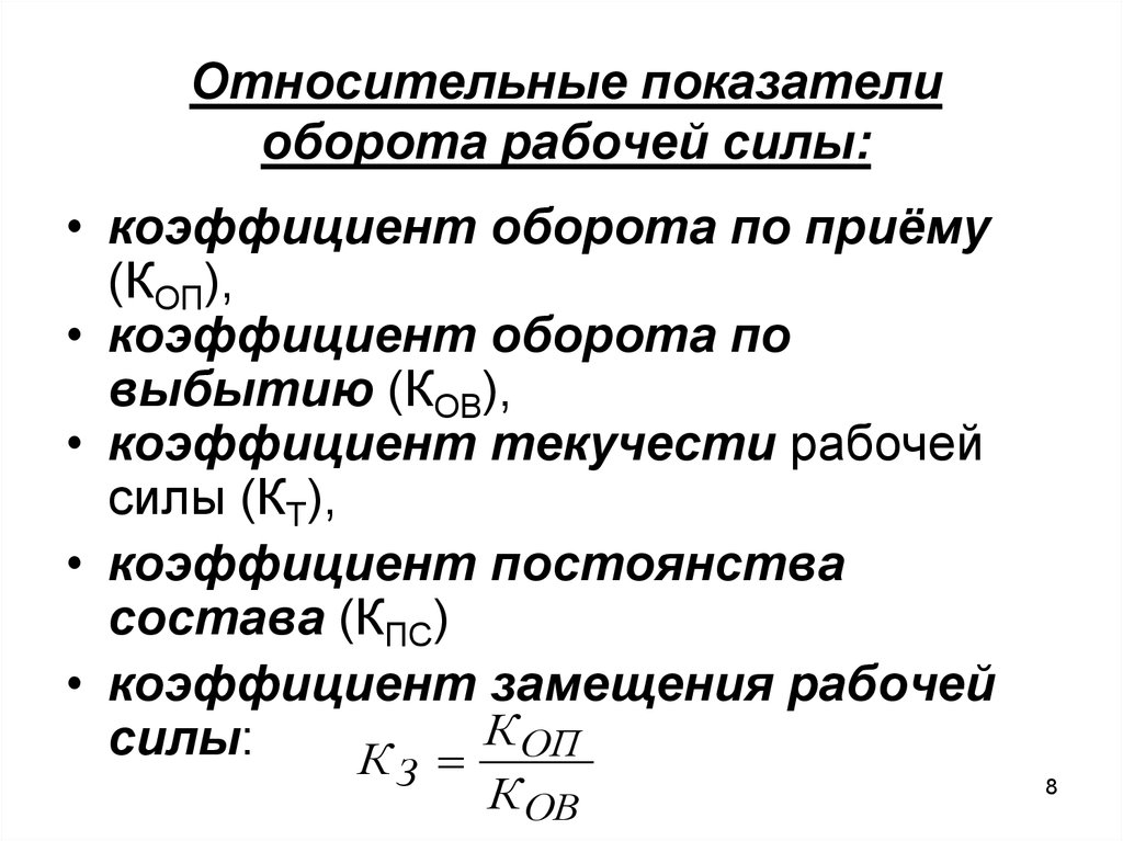 Показатель оборот. Коэффициент замещения рабочей силы рассчитывается по формуле. Показатель общего оборота рабочей силы формула. Коэффициент необходимого оборота рабочей силы. Коэффициент оборота рабочей силы (по приему, по выбытию).