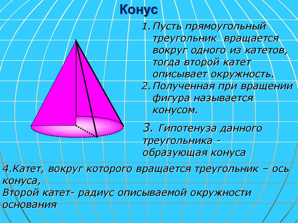 Дано конус. Конус презентация. Вращение треугольника вокруг меньшего катета. Тело вращения треугольной формы. Какая фигура называется конусом.