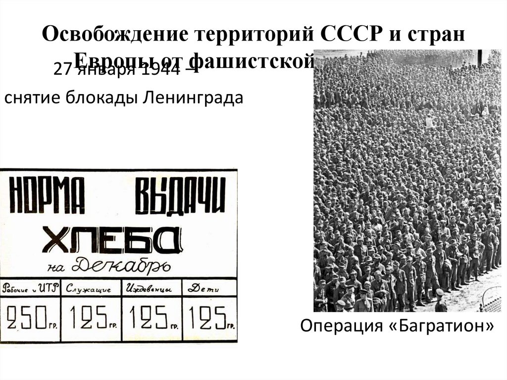 Освобождение территорий СССР и стран Европы от фашистской оккупации