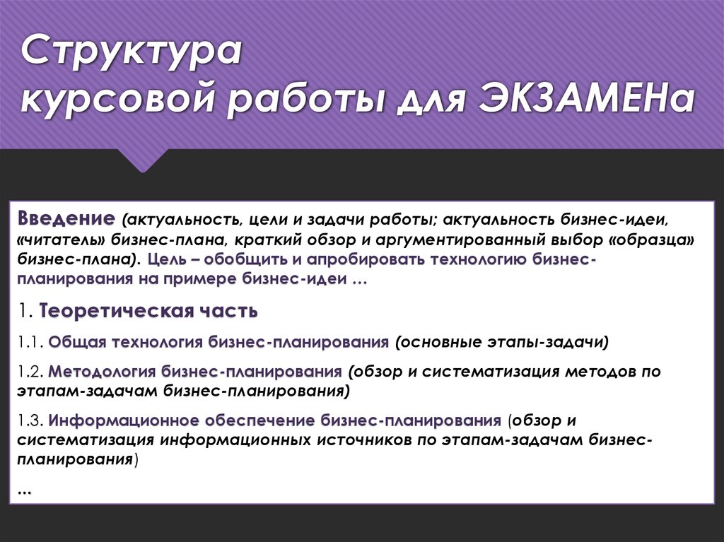 Структура курсового проекта