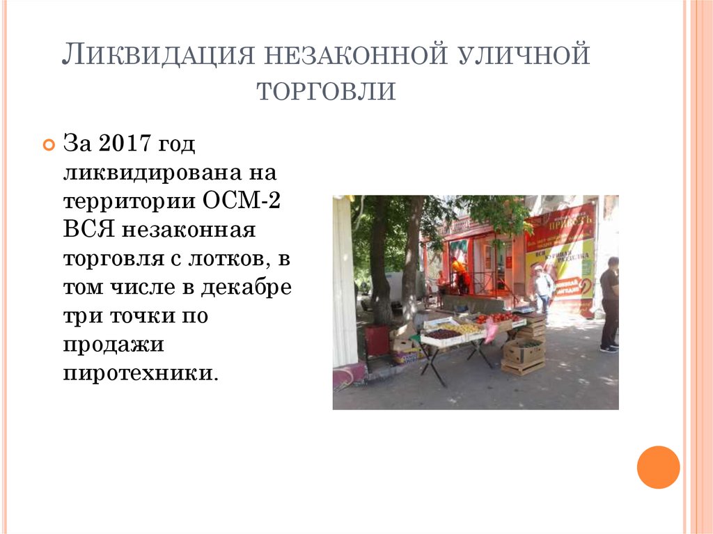 Ликвидация незаконной уличной торговли