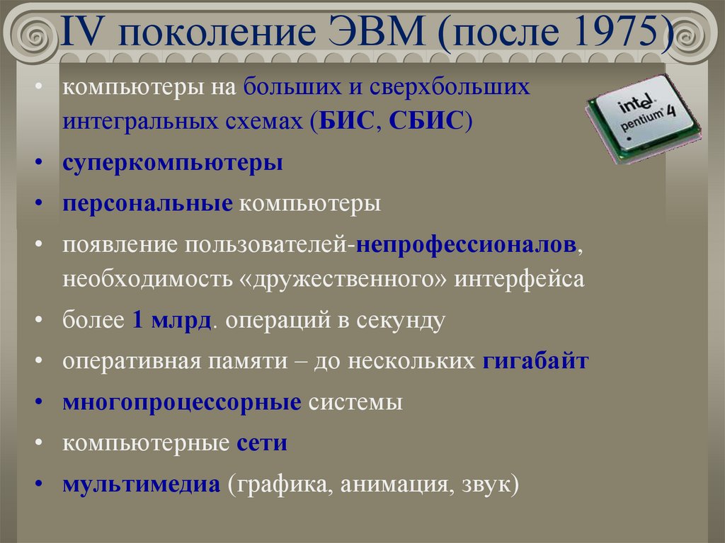IV поколение ЭВМ (после 1975)