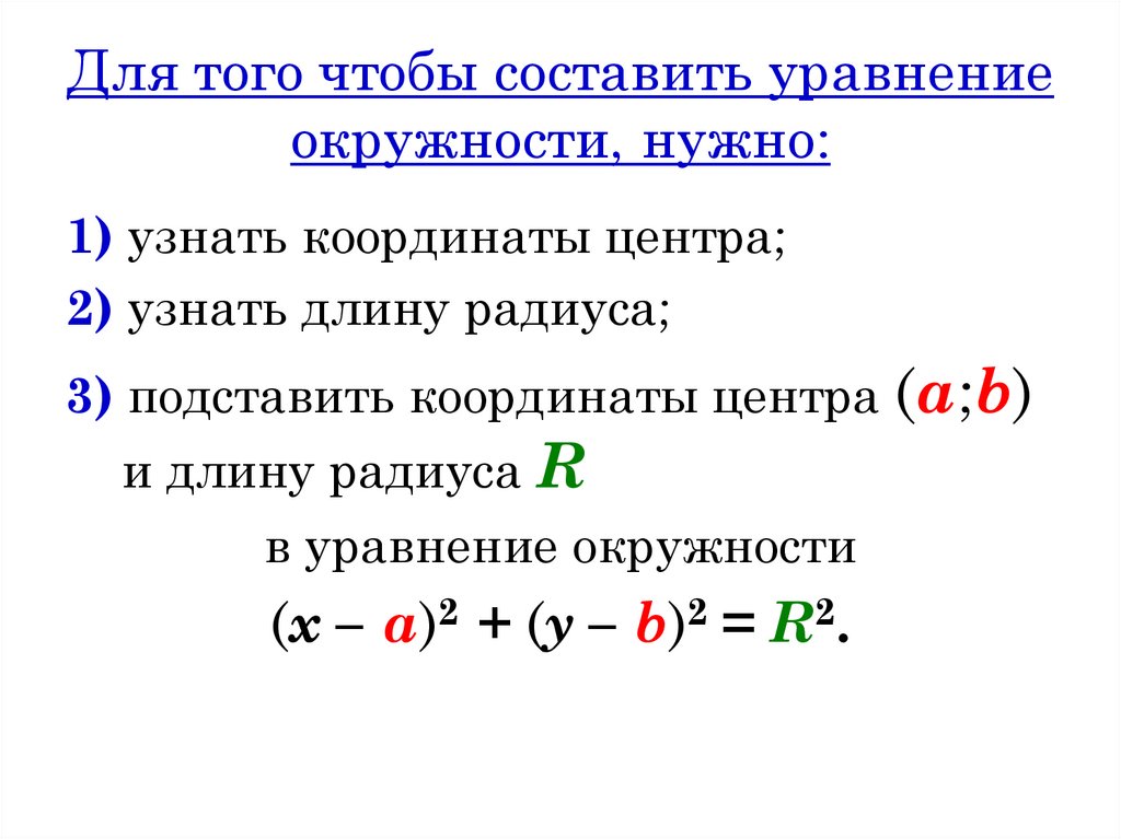 Уравнение окружности с диаметром