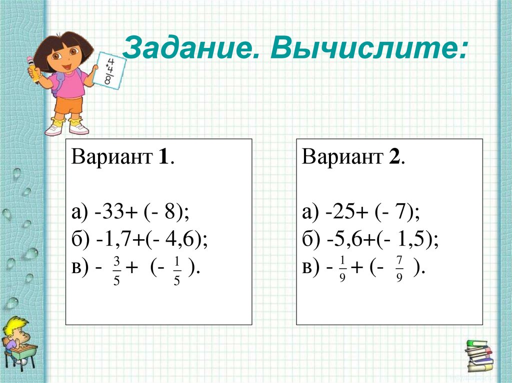 5 2 вычислить вариант 5. Задания на вычисления. Вычисли задание. Задания на вычисления 8 класс. Сложение отрицательных 6 класс задания.