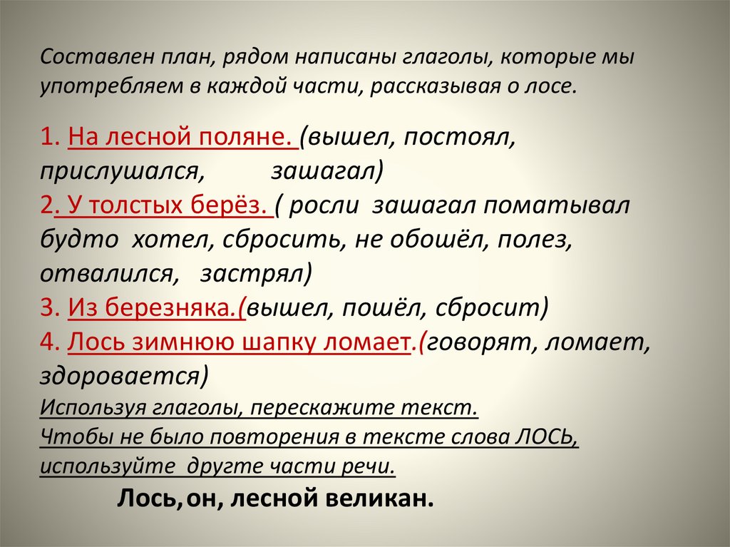 Изложение на лесную поляну вышел огромный лось 3 класс презентация