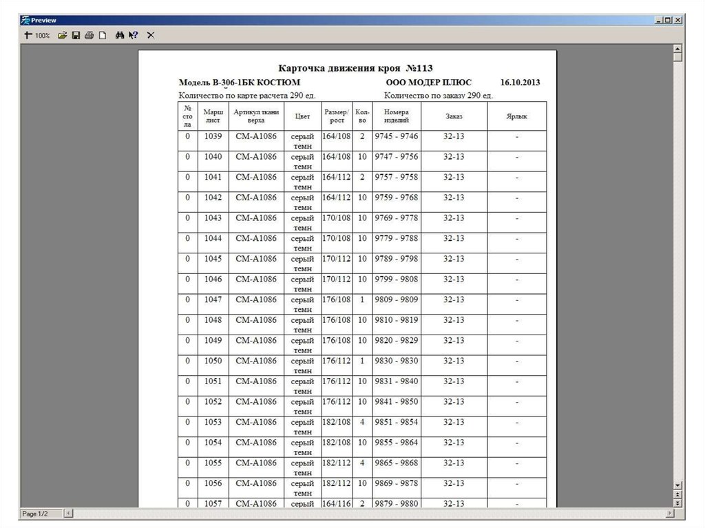Реестр маршрутных листов