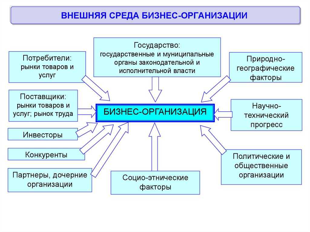 ВНЕШНЯЯ СРЕДА БИЗНЕС-ОРГАНИЗАЦИИ