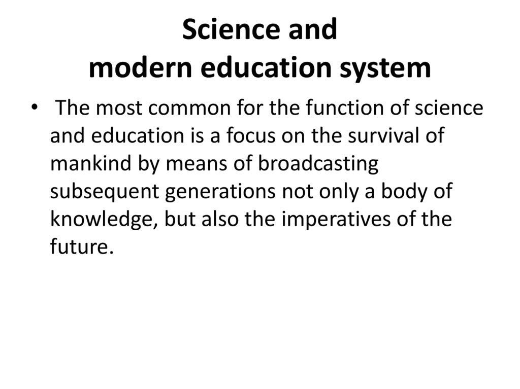 Science and modern education system