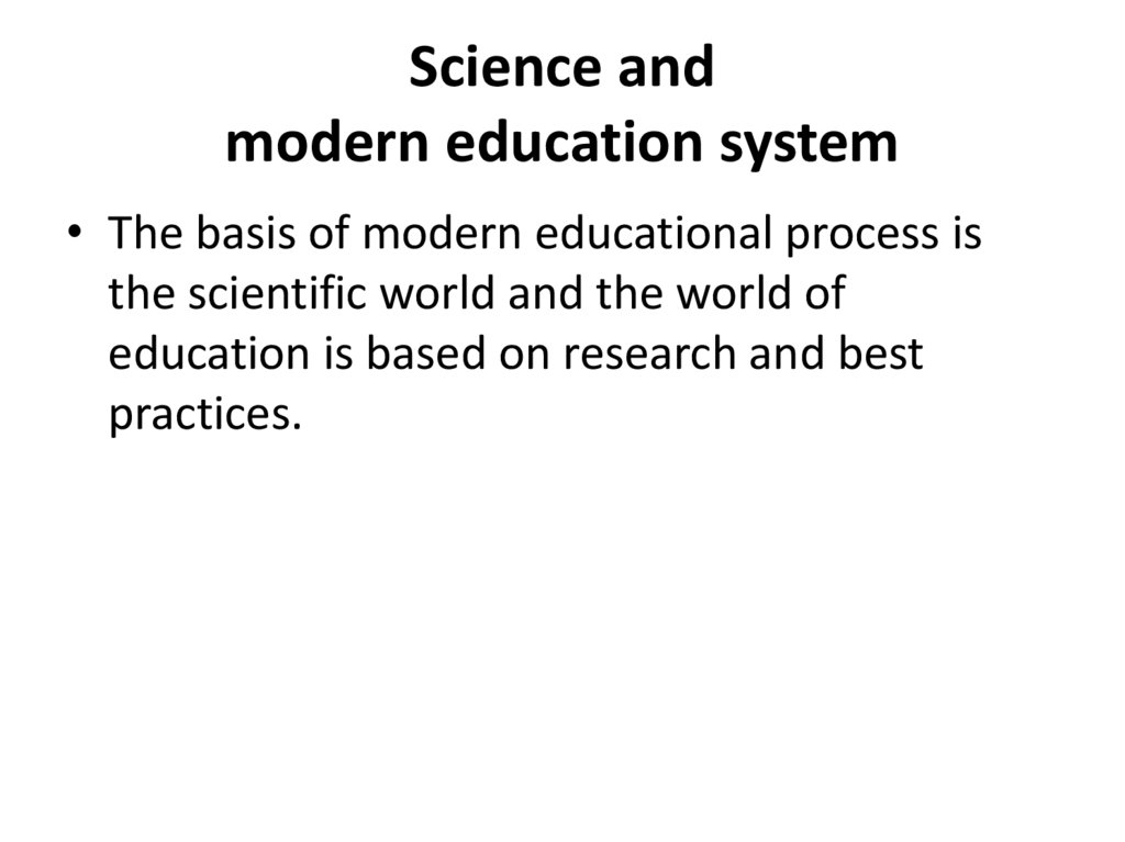 Science and modern education system