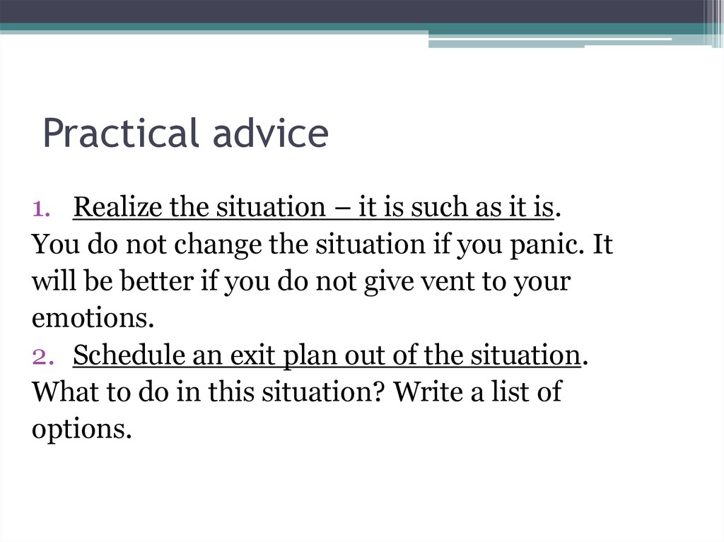 Practical advice