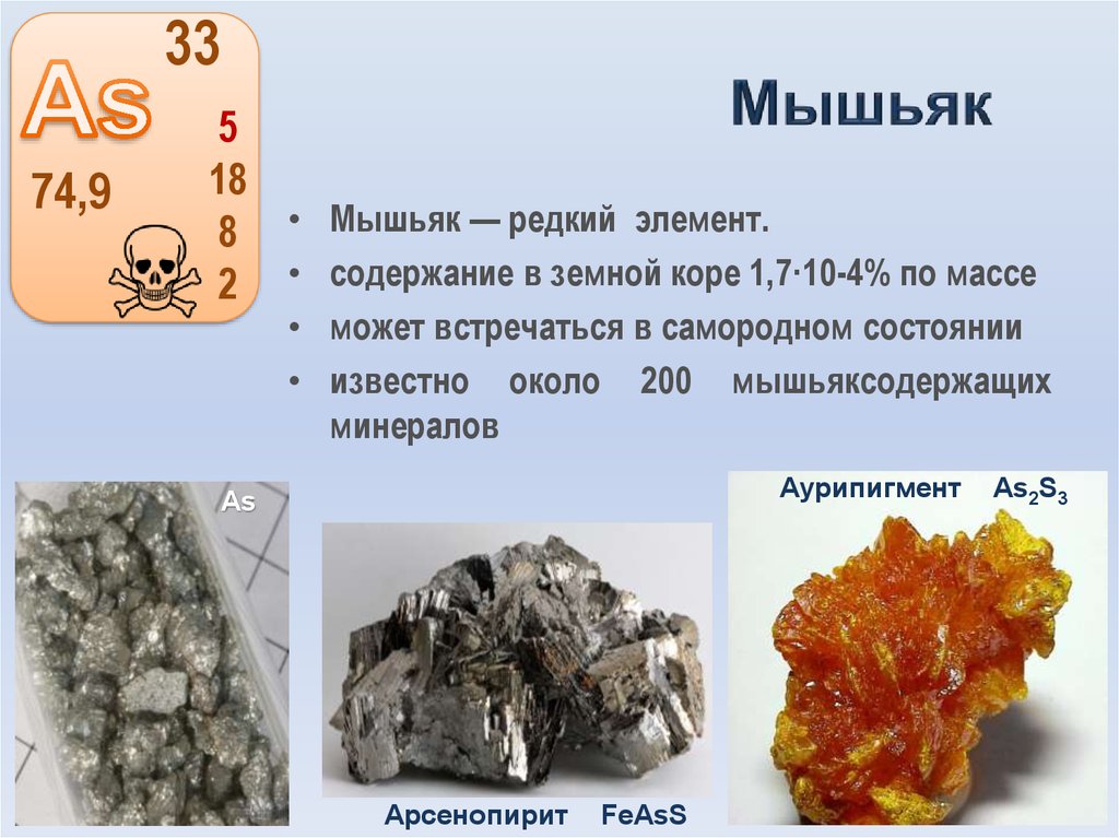 Дать характеристику мышьяку по плану