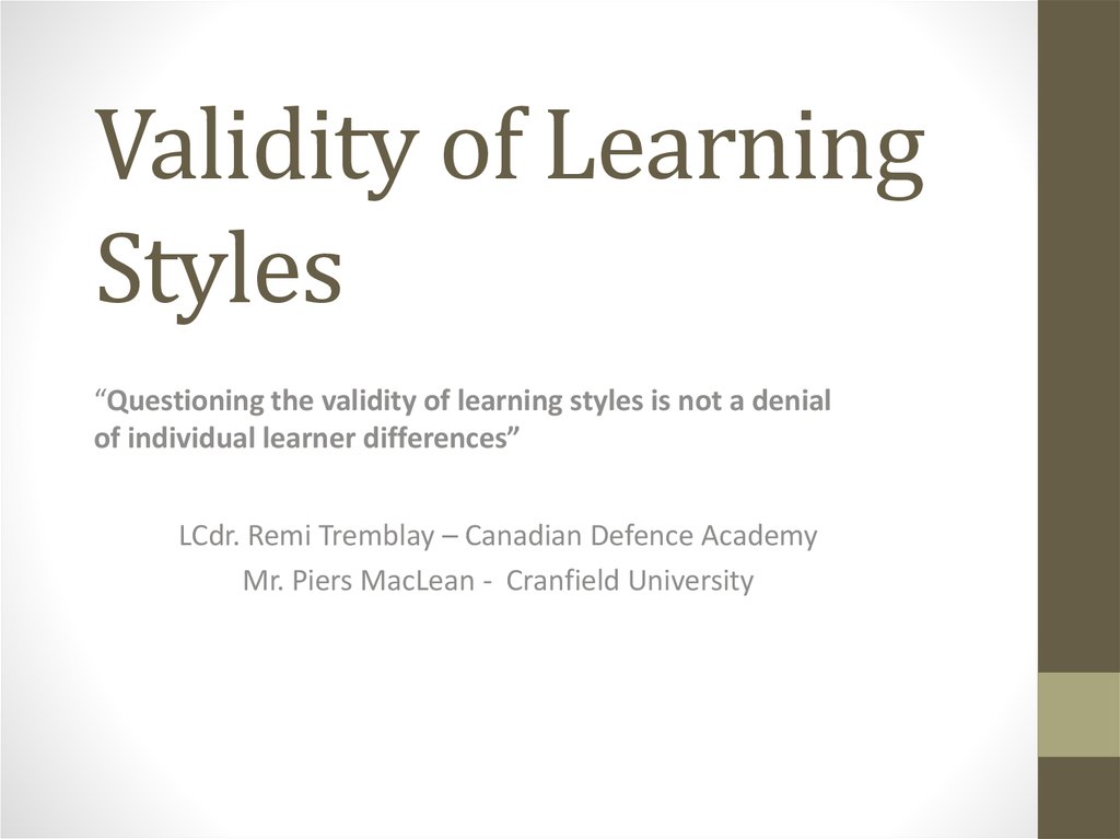 Validity of Learning Styles