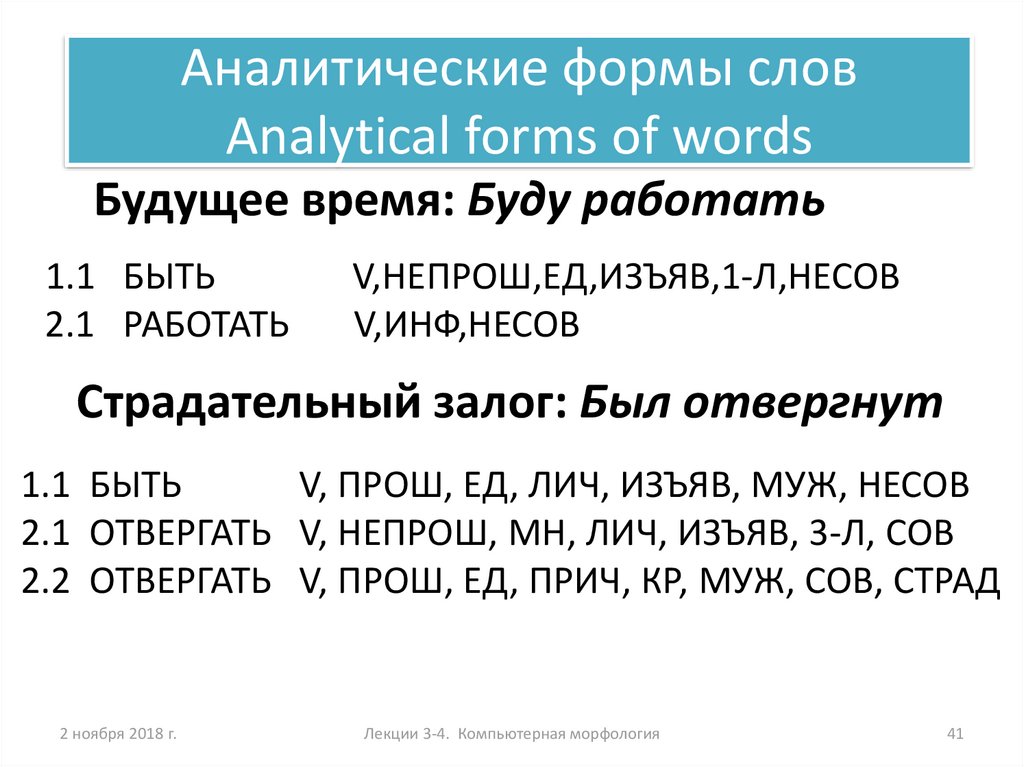 Аналитические грамматические формы