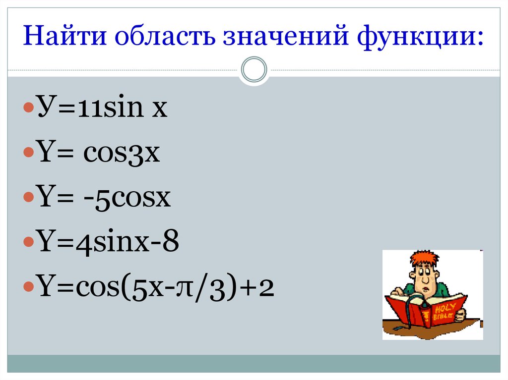 Найти область значений функции: