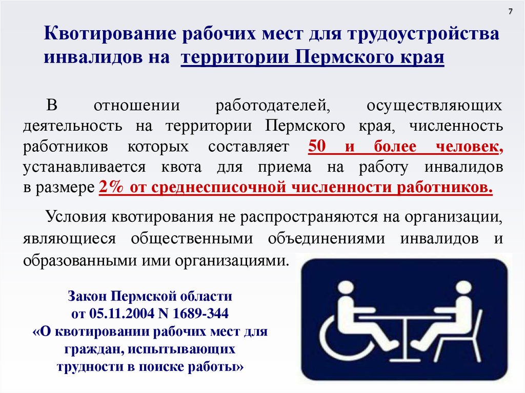 Квотирование инвалидов закон