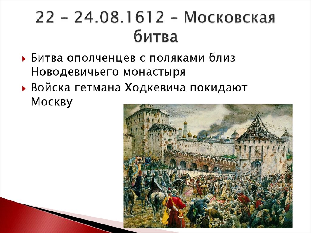 Освобождение москвы год смута. Московская битва 1612-1613 гг.