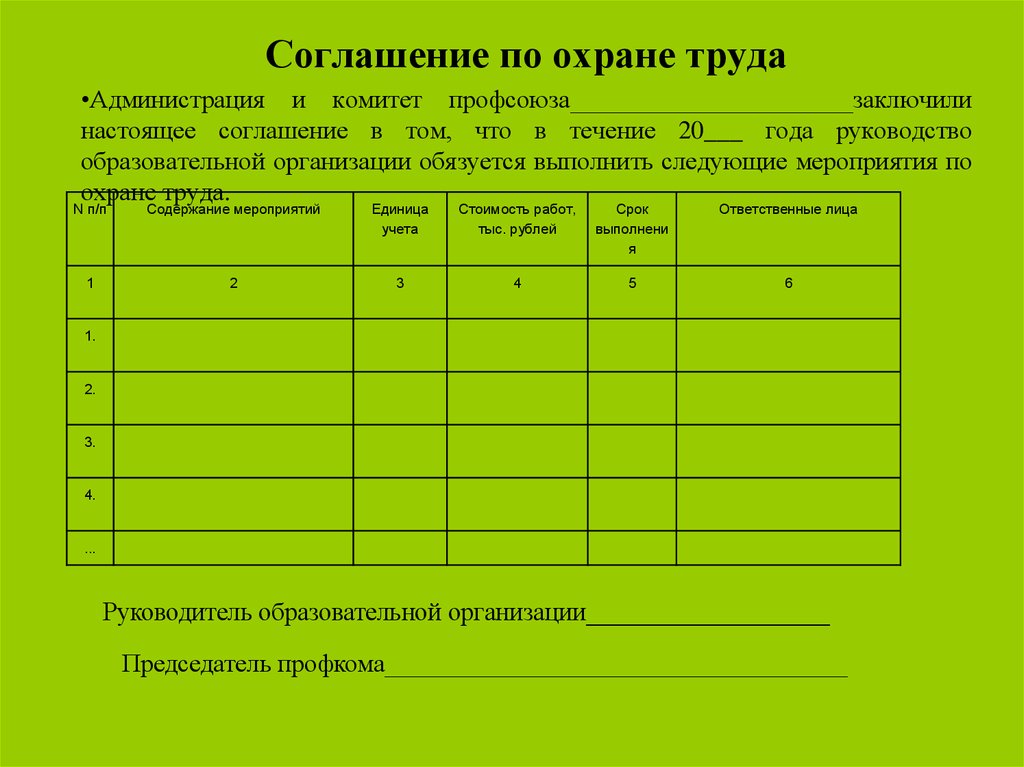 План работы уполномоченного по охране труда профсоюза