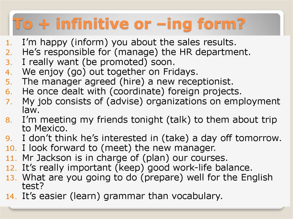 Infinitive ing forms презентация 8 класс