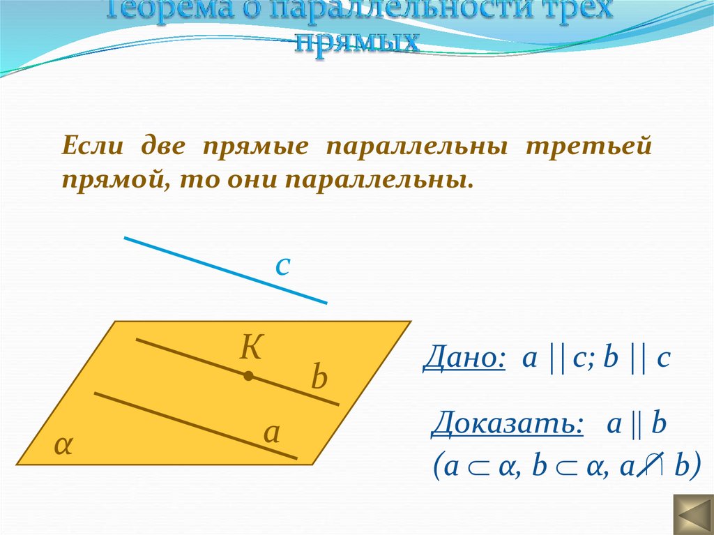 Теорема о параллельности трех прямых