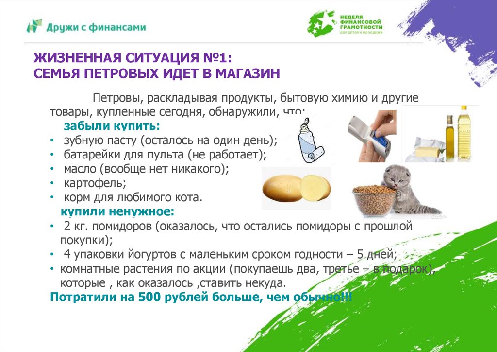 Продукты разложения. Как спланировать покупки: учись считать деньги по взрослому.