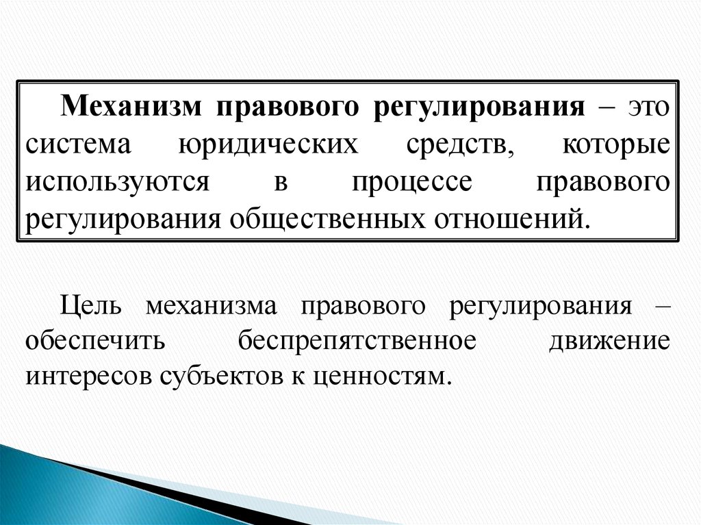 Механизм правового регулирования презентация право 10 класс