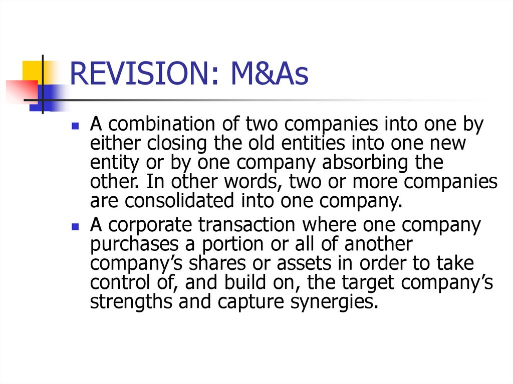 REVISION: M&As