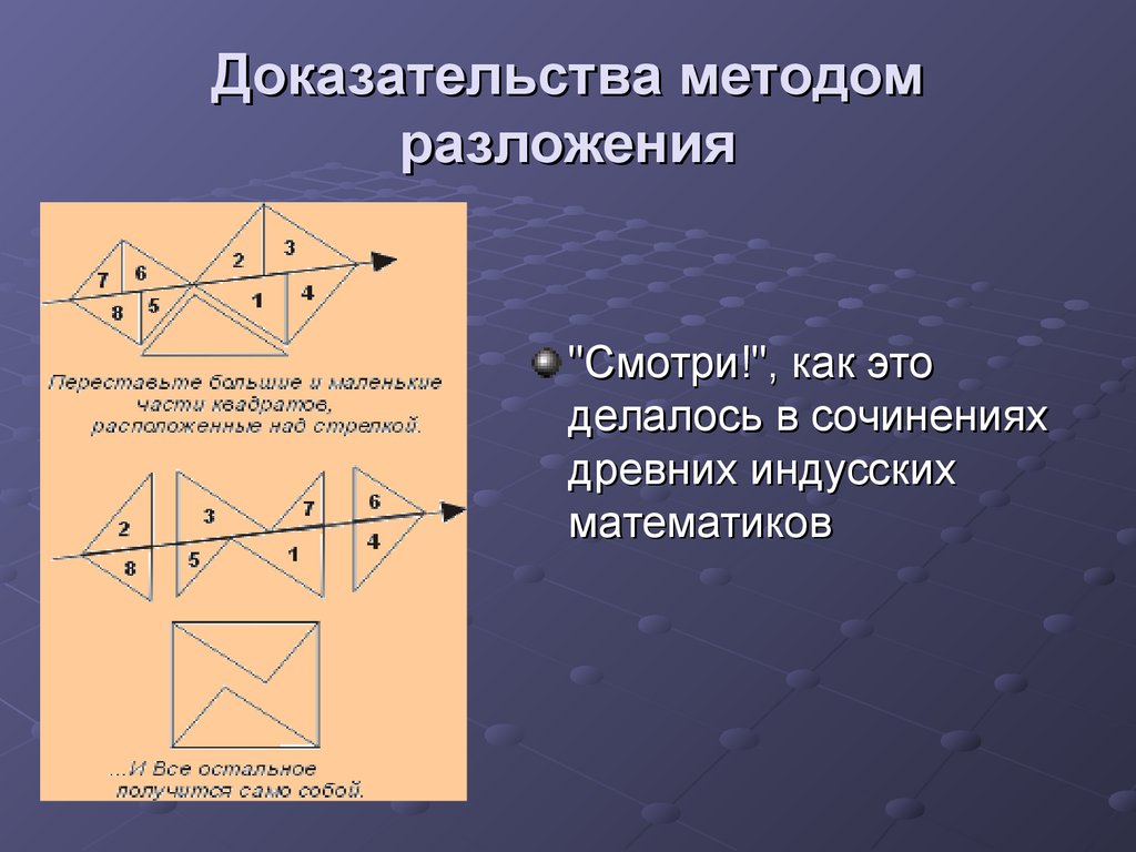 Доказательства теорем 10 класс. Доказательство методом разложения. Сложение методом разложения. Доказательный подход. Метод разложения относительно особого элемента.