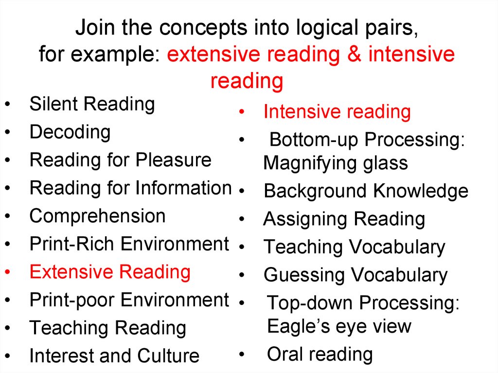Extensive reading 6. Intensive reading involves.