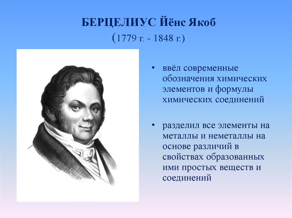 БЕРЦЕЛИУС Йёнс Якоб (1779 г. - 1848 г.)