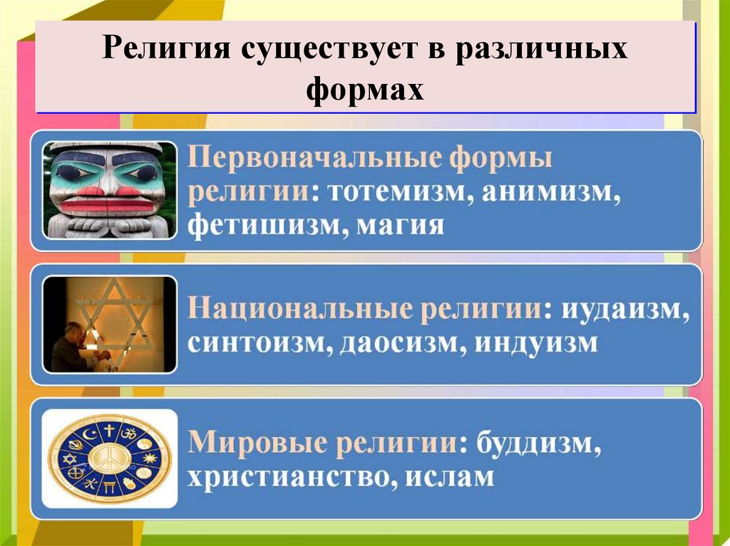 В религиозном существует