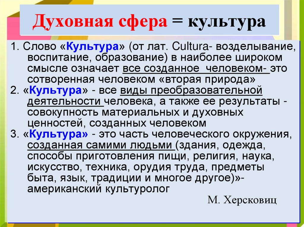 Элементы духовной сферы