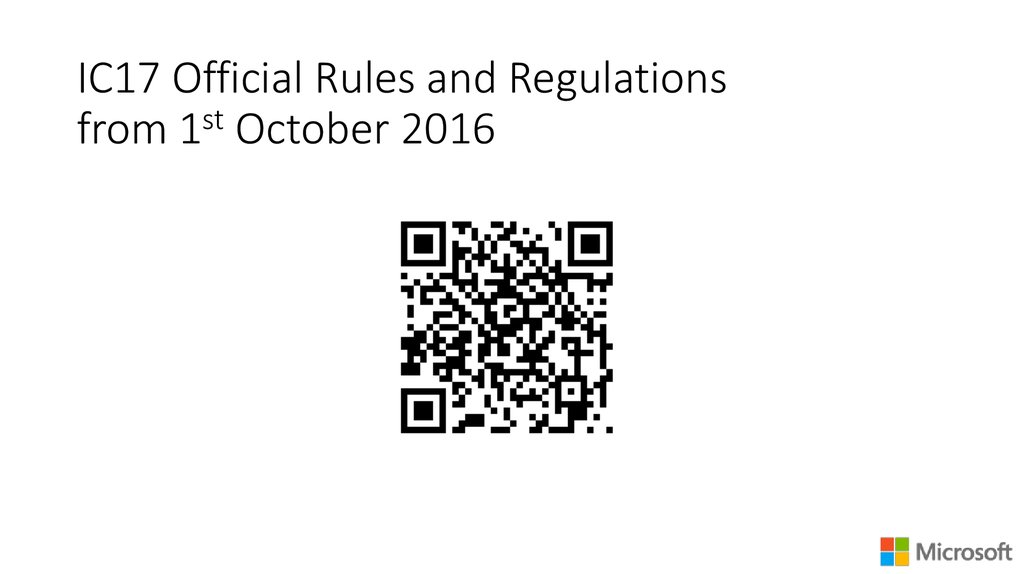 IC17 Official Rules and Regulations from 1st October 2016