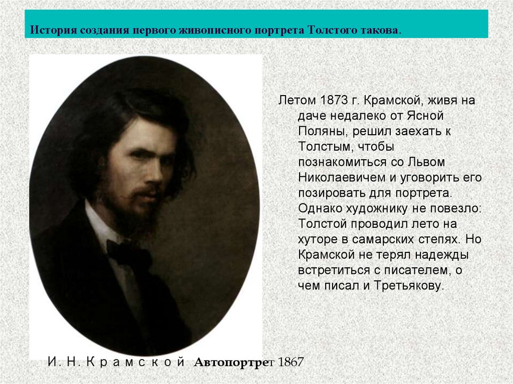 Толстой история создания. История создания портрета. Крамской 1873. Словесный портрет Толстого. Истории написания портрета.