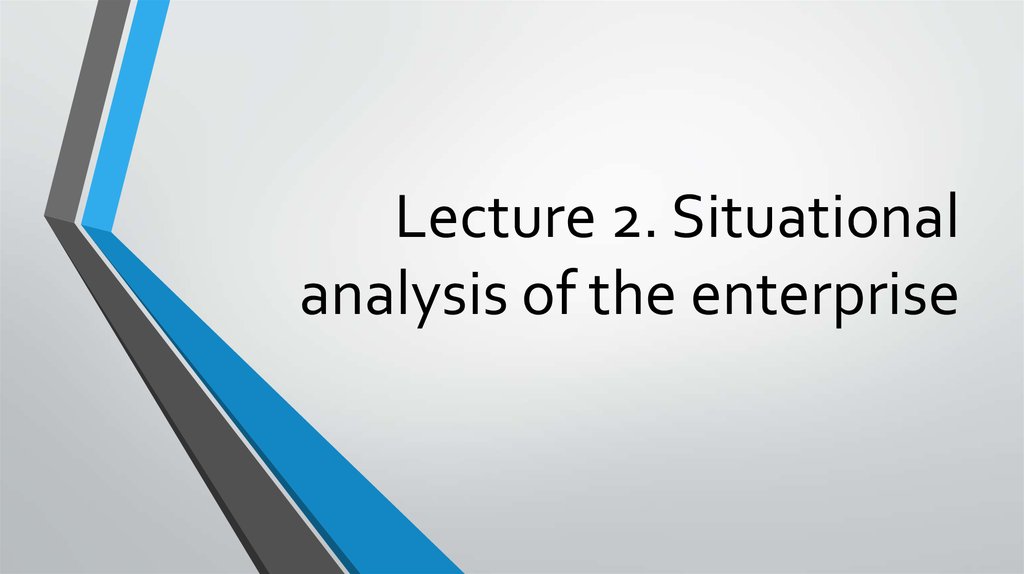 Lecture 2. Situational analysis of the enterprise