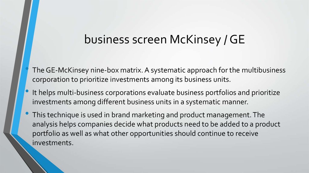 business screen McKinsey / GE