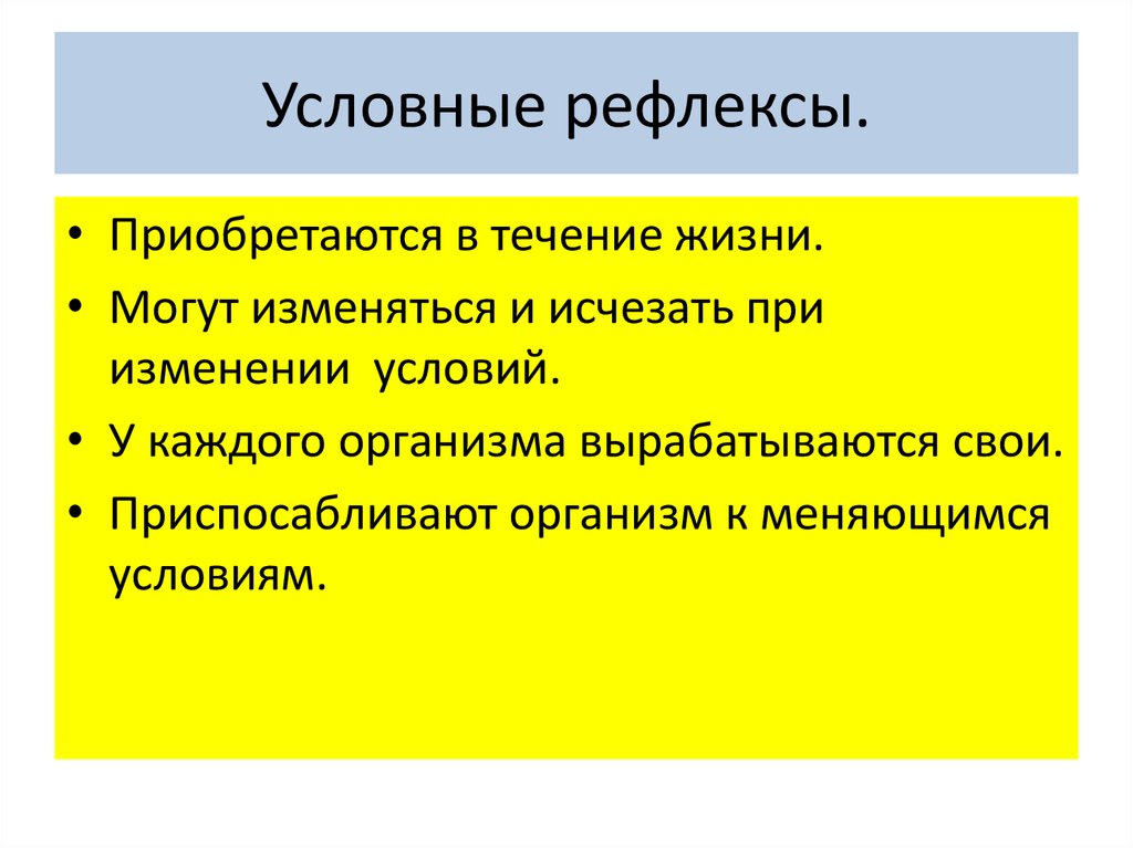 Презентация на тему условные и безусловные рефлексы