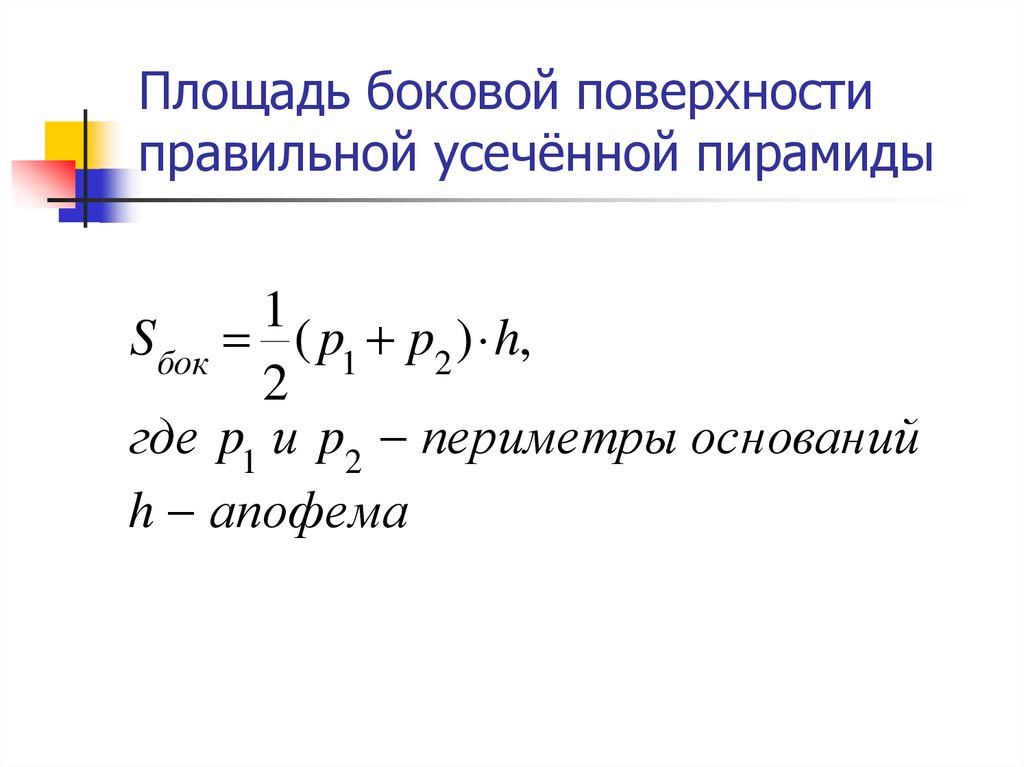 Формула площади боковой поверхности