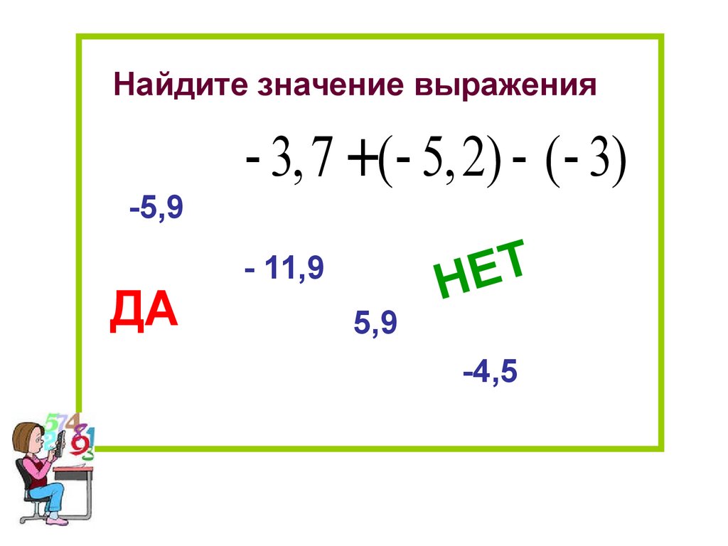 Положительные и отрицательные числа. Тест - презентация онлайн