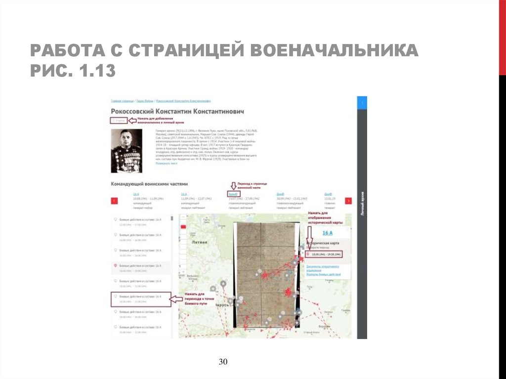Работа с страницей военачальника Рис. 1.13