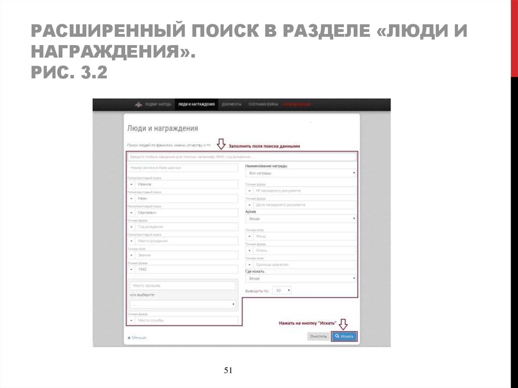 Расширенный поиск в разделе «люди и награждения». Рис. 3.2