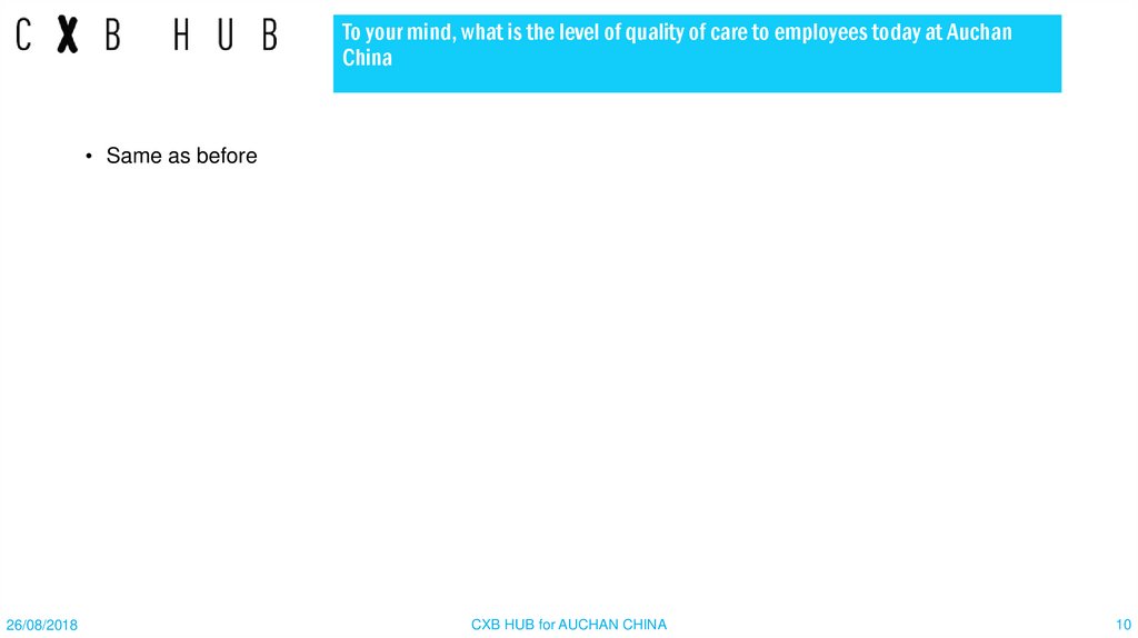 To your mind, what is the level of quality of care to employees today at Auchan China