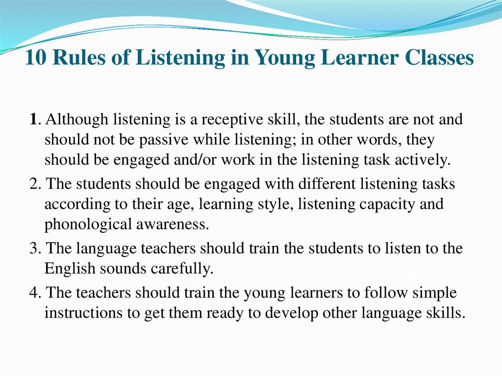 10 Rules of Listening in Young Learner Classes