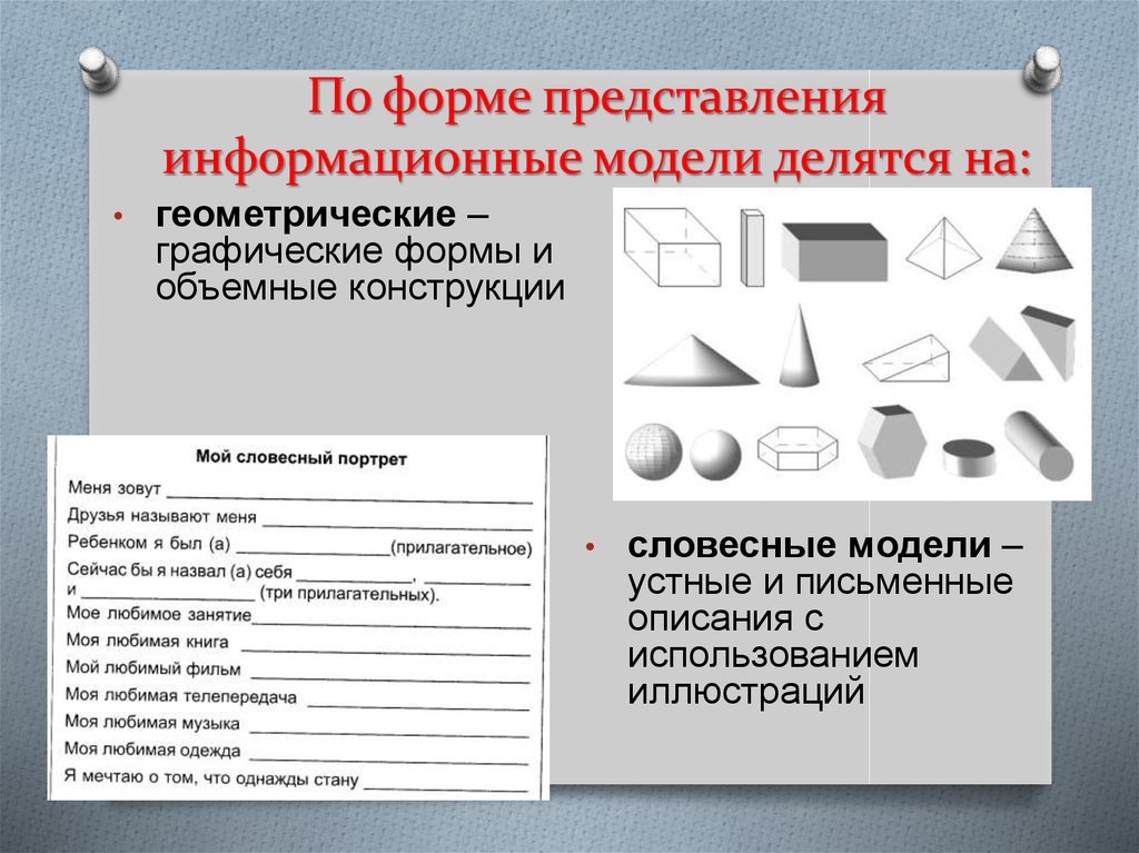 Формы представления информации модели