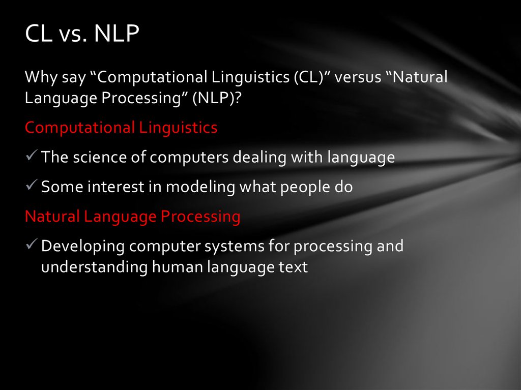 CL vs. NLP