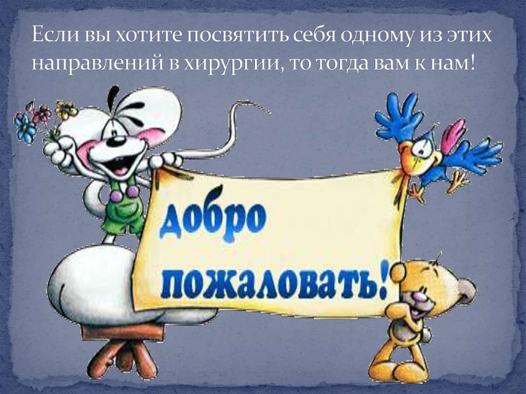 Если вы хотите посвятить себя одному из этих направлений в хирургии, то тогда вам к нам!
