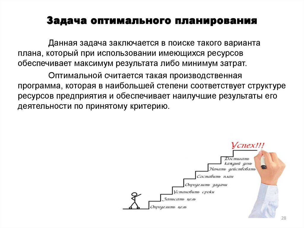 Планировать это. Планирование задач. Задача оптимального планирования. Задача оптимального планирования производства. Постановка задачи оптимального планирования.